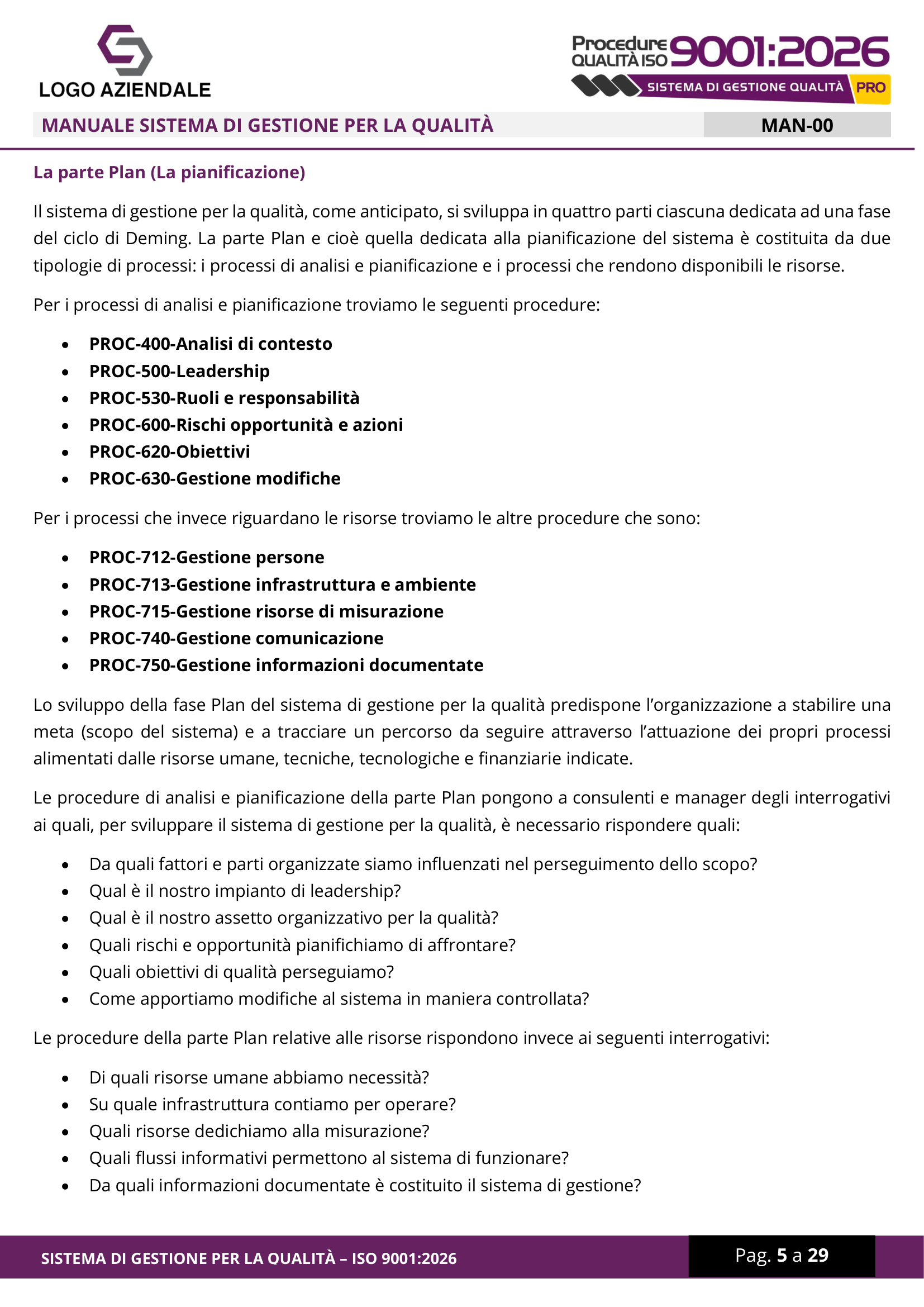 Anteprima Manuale – Plan del Kit ISO 9001:2026