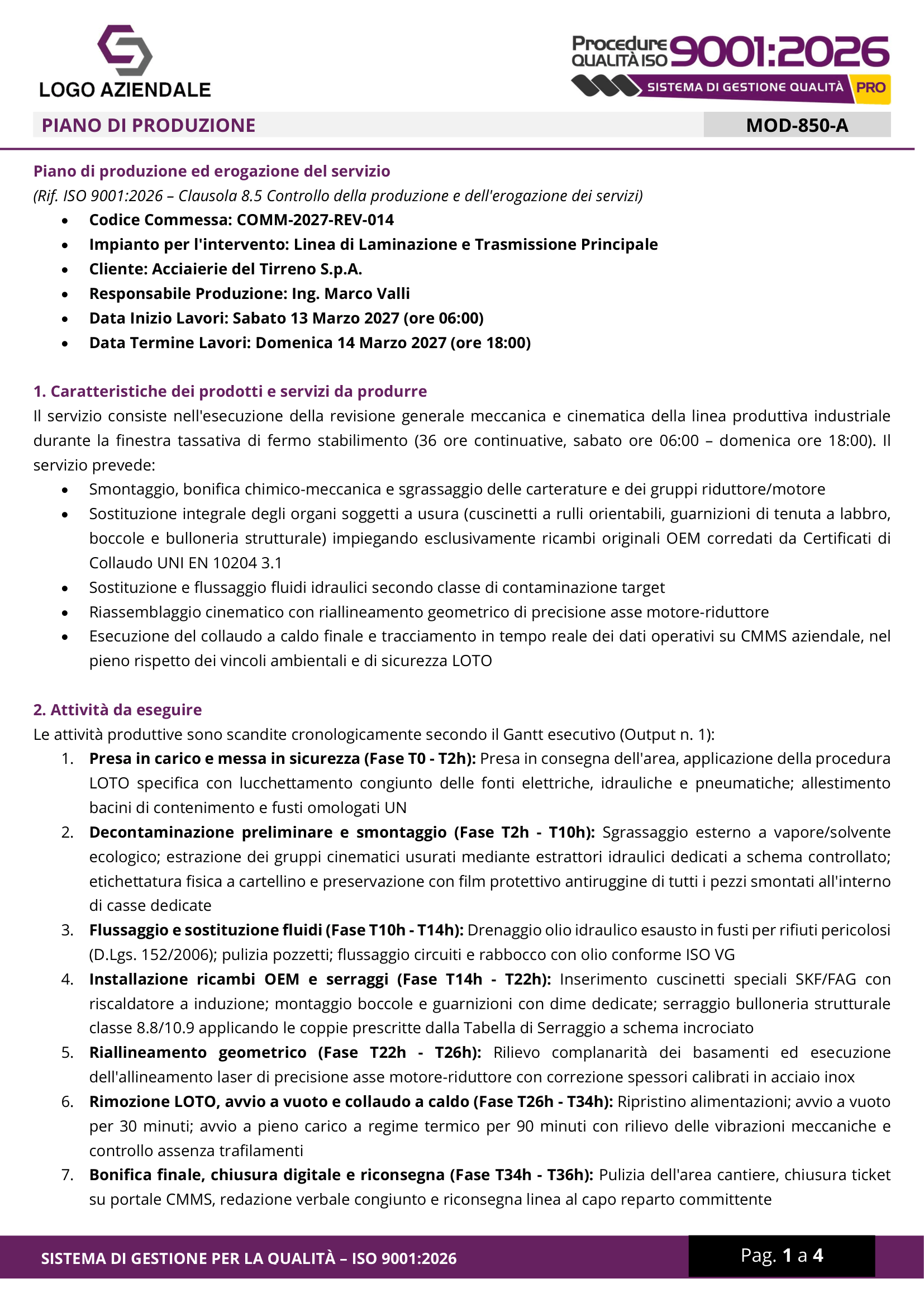 Modulistica · Prodotti e servizi — anteprima WINPLE ISO 9001:2026